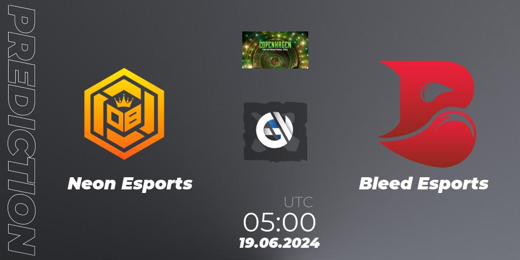 Neon Esports vs Bleed Esports: Betting TIp, Match Prediction. 19.06.2024 at 04:00. Dota 2, The International 2024: Southeast Asia Closed Qualifier