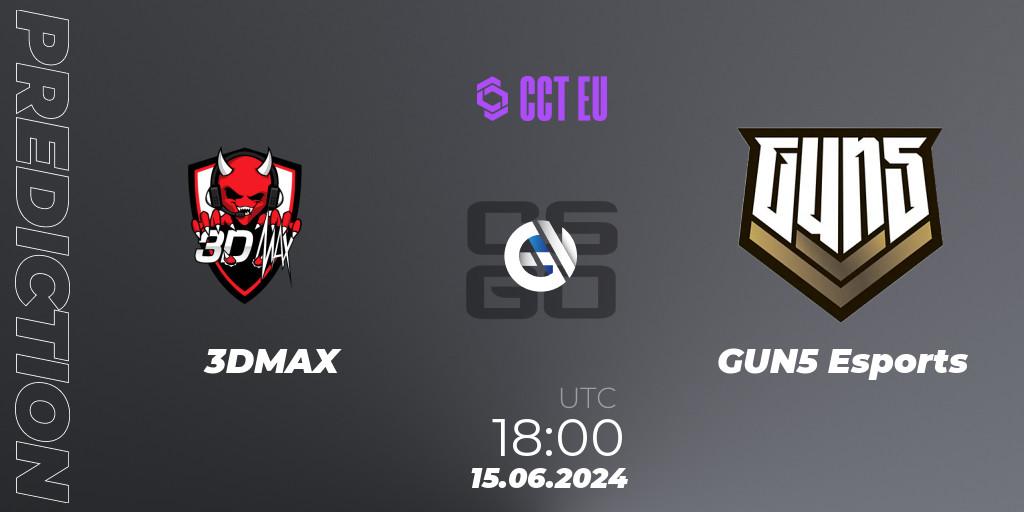 3DMAX vs GUN5 Esports: Betting TIp, Match Prediction. 15.06.2024 at 18:00. Counter-Strike (CS2), CCT Season 2 Europe Series 5