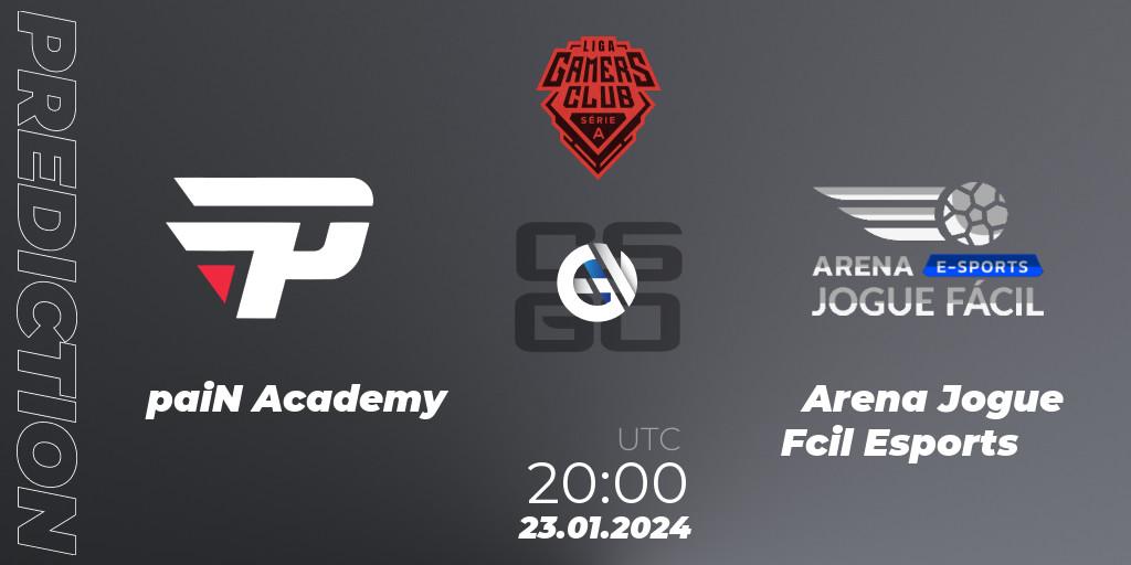 paiN Academy vs Arena Jogue Fácil Esports: Betting TIp, Match Prediction. 23.01.24. CS2 (CS:GO), Gamers Club Liga Série A: January 2024