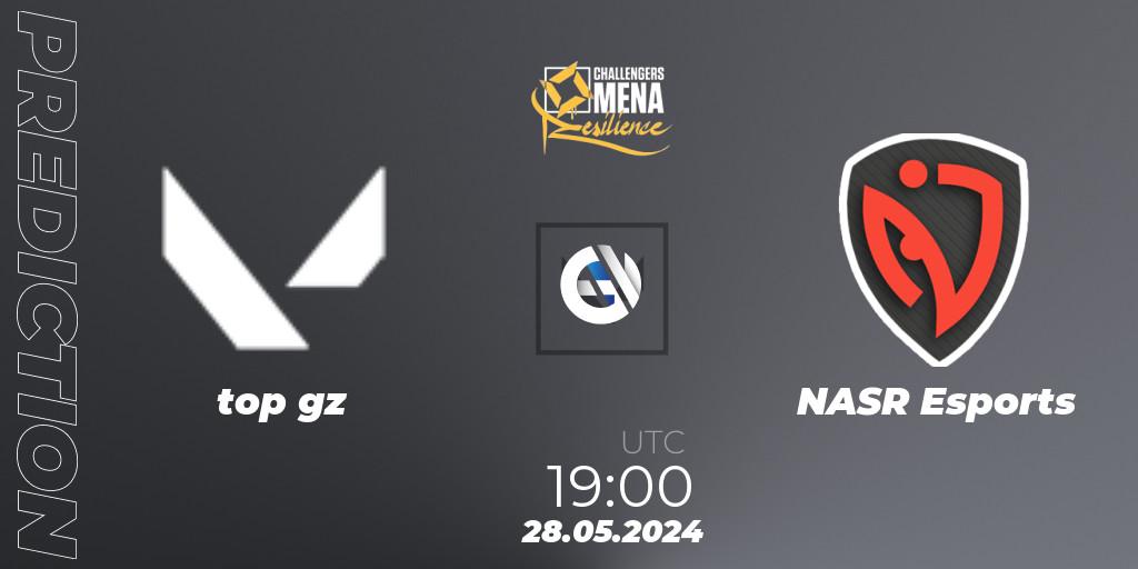 top gz vs NASR Esports: Betting TIp, Match Prediction. 28.05.2024 at 19:00. VALORANT, VALORANT Challengers 2024 MENA: Resilience Split 2 - Levant and North Africa