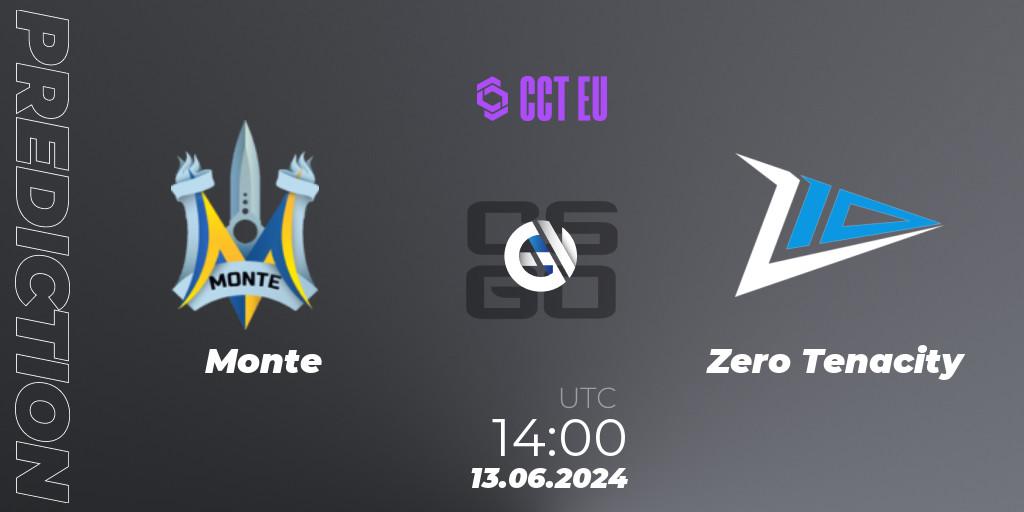 Monte vs Zero Tenacity: Betting TIp, Match Prediction. 13.06.2024 at 14:00. Counter-Strike (CS2), CCT Season 2 Europe Series 5