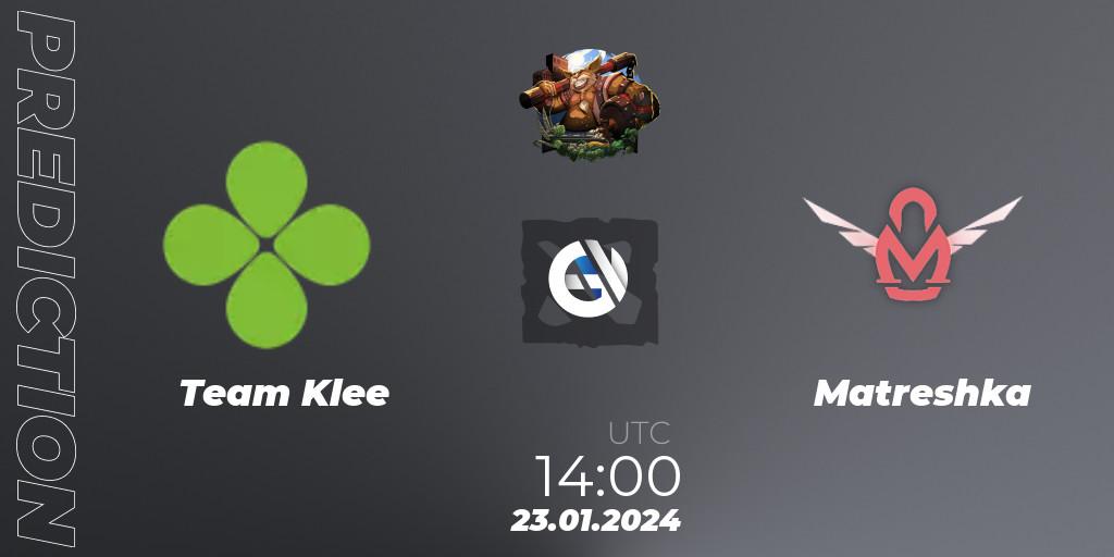 Team Klee vs Matreshka: Betting TIp, Match Prediction. 23.01.24. Dota 2, ESL One Birmingham 2024: Eastern Europe Open Qualifier #1