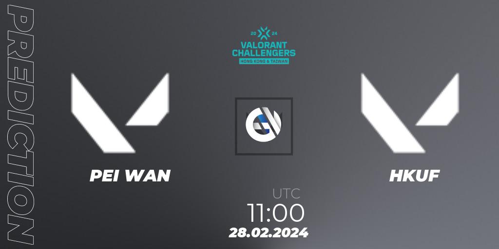 PEI WAN vs Hungkuang Falcon: Betting TIp, Match Prediction. 28.02.2024 at 11:00. VALORANT, VALORANT Challengers Hong Kong and Taiwan 2024: Split 1