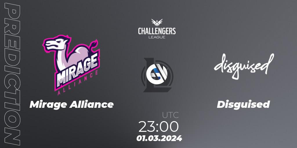 Mirage Alliance vs Disguised: Betting TIp, Match Prediction. 01.03.24. LoL, NACL 2024 Spring - Group Stage