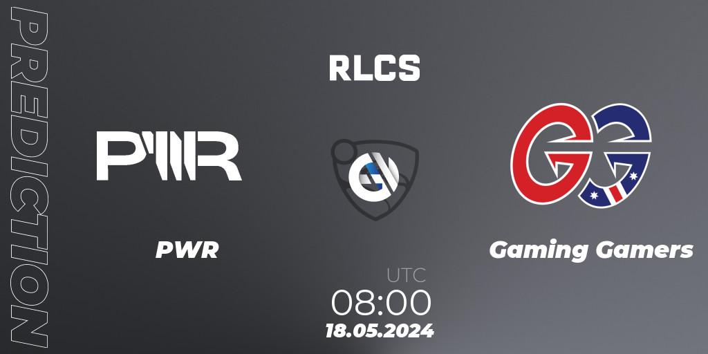 PWR vs Gaming Gamers: Betting TIp, Match Prediction. 18.05.2024 at 10:00. Rocket League, RLCS 2024 - Major 2: OCE Open Qualifier 5