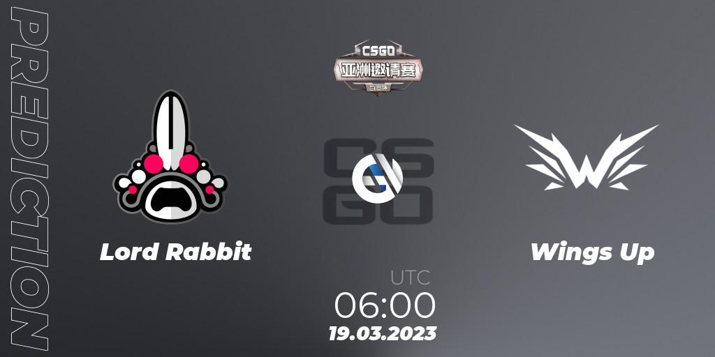 Lord Rabbit vs Wings Up: Betting TIp, Match Prediction. 19.03.2023 at 06:00. Counter-Strike (CS2), Baidu Cup Invitational #2