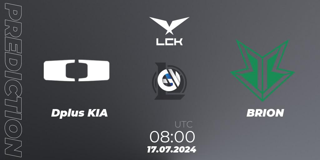 Dplus KIA vs BRION: Betting TIp, Match Prediction. 17.07.2024 at 08:00. LoL, LCK Summer 2024 Group Stage