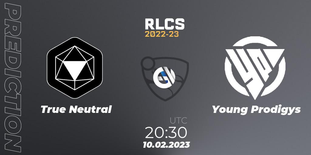 True Neutral vs Young Prodigys: Betting TIp, Match Prediction. 10.02.2023 at 20:30. Rocket League, RLCS 2022-23 - Winter: South America Regional 2 - Winter Cup