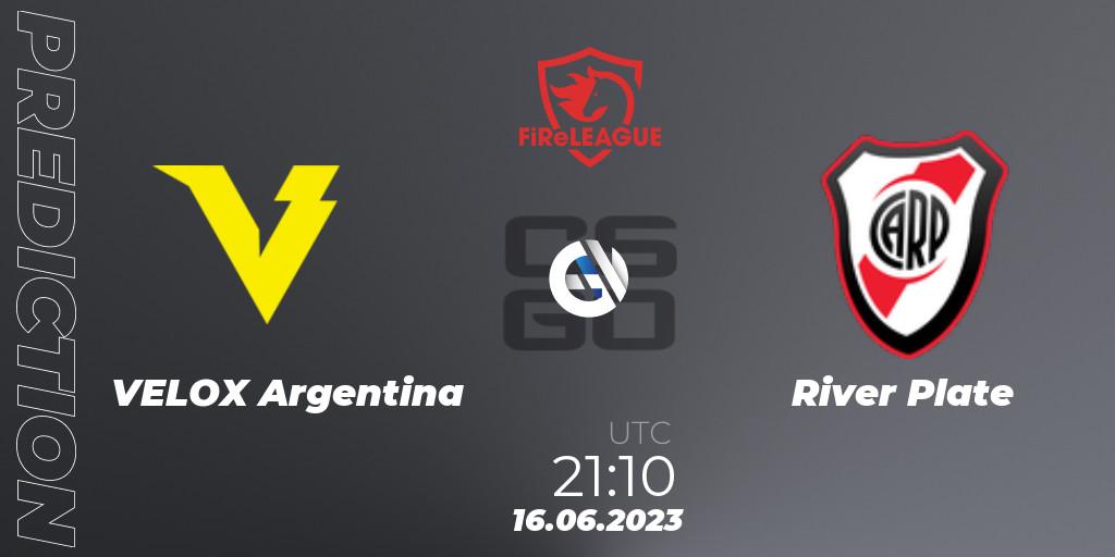 VELOX Argentina vs River Plate: Betting TIp, Match Prediction. 16.06.2023 at 21:10. Counter-Strike (CS2), FiReLEAGUE Argentina 2023: Closed Qualifier
