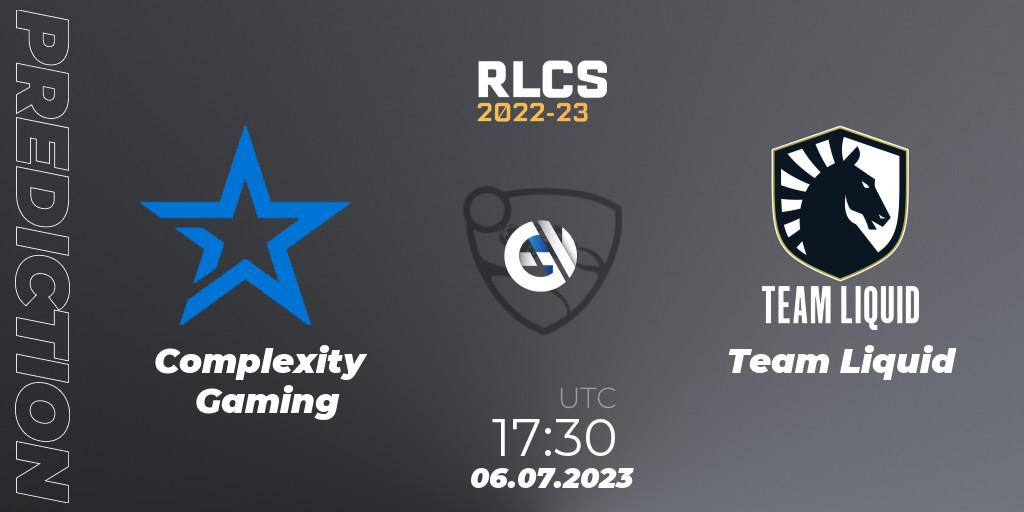 Complexity Gaming vs Team Liquid: Betting TIp, Match Prediction. 06.07.2023 at 18:00. Rocket League, RLCS 2022-23 Spring Major