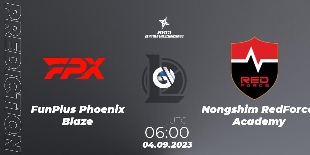 FunPlus Phoenix Blaze vs Nongshim RedForce Academy: Betting TIp, Match Prediction. 04.09.2023 at 06:00. LoL, Asia Star Challengers Invitational 2023