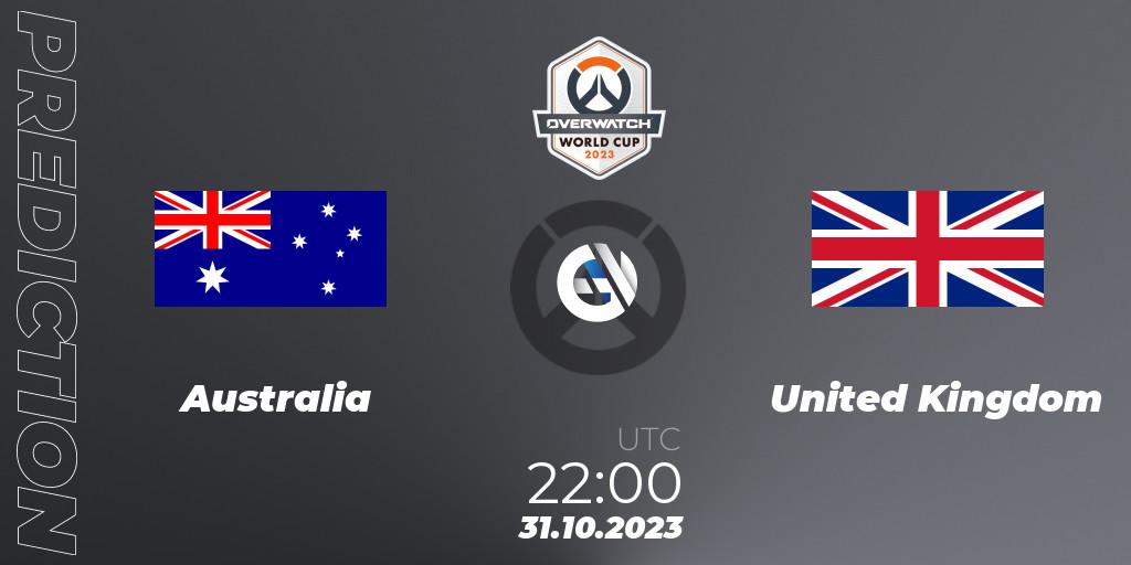 Australia vs United Kingdom: Betting TIp, Match Prediction. 31.10.23. Overwatch, Overwatch World Cup 2023