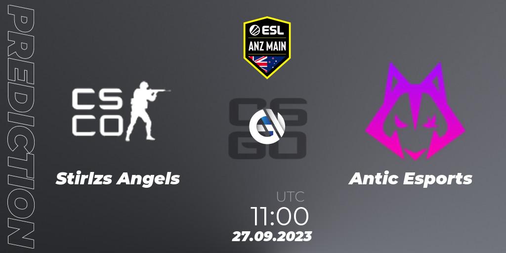 Stirlzs Angels vs Antic Esports: Betting TIp, Match Prediction. 27.09.2023 at 11:00. Counter-Strike (CS2), ESL ANZ Main Season 17