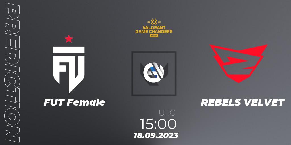 FUT Female vs REBELS VELVET: Betting TIp, Match Prediction. 18.09.2023 at 15:00. VALORANT, VCT 2023: Game Changers EMEA Stage 3 - Group Stage
