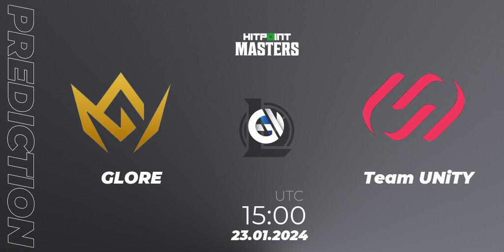 GLORE vs Team UNiTY: Betting TIp, Match Prediction. 23.01.2024 at 15:00. LoL, Hitpoint Masters Spring 2024