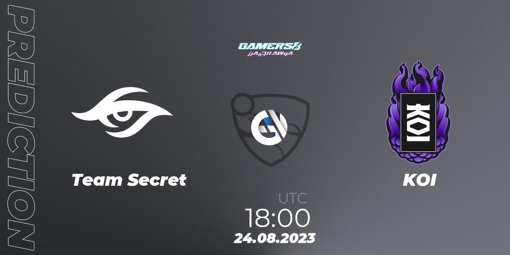 Team Secret vs KOI: Betting TIp, Match Prediction. 24.08.2023 at 17:00. Rocket League, Gamers8 2023