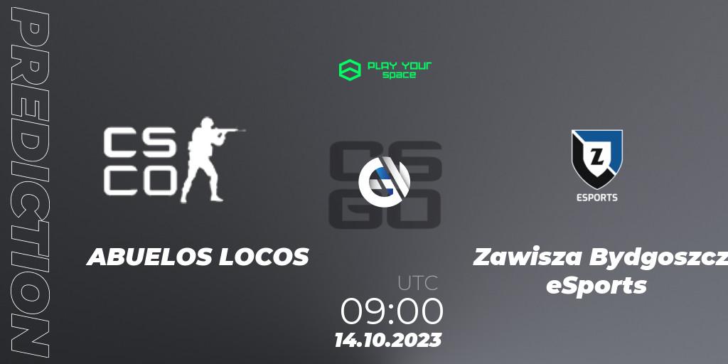 ABUELOS LOCOS vs Zawisza Bydgoszcz eSports: Betting TIp, Match Prediction. 14.10.2023 at 09:00. Counter-Strike (CS2), PYspace Cash Cup Finals