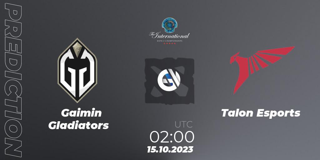 Gaimin Gladiators vs Talon Esports: Betting TIp, Match Prediction. 14.10.23. Dota 2, The International 2023 - Group Stage