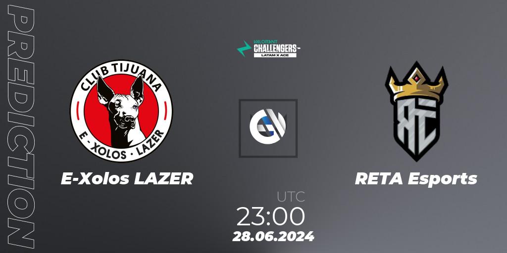 E-Xolos LAZER vs RETA Esports: Betting TIp, Match Prediction. 28.06.2024 at 23:00. VALORANT, VALORANT Challengers 2024 LAN: Split 2