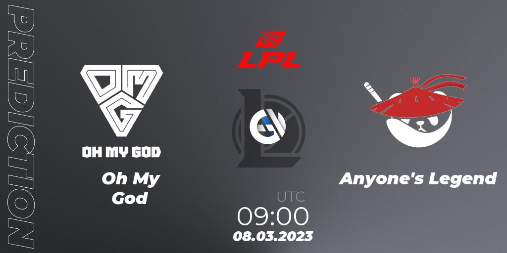 Oh My God vs Anyone's Legend: Betting TIp, Match Prediction. 08.03.23. LoL, LPL Spring 2023 - Group Stage