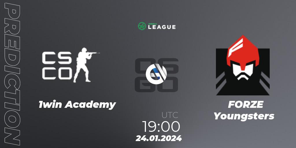 1win Academy vs FORZE Youngsters: Betting TIp, Match Prediction. 27.01.2024 at 17:00. Counter-Strike (CS2), ESEA Season 48: Advanced Division - Europe