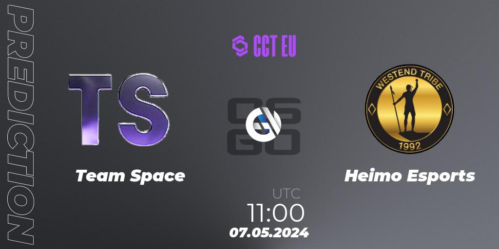 Team Space vs Heimo Esports: Betting TIp, Match Prediction. 07.05.2024 at 11:00. Counter-Strike (CS2), CCT Season 2 European Series #3 Play-In