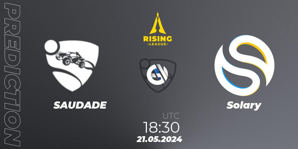 SAUDADE vs Solary: Betting TIp, Match Prediction. 21.05.2024 at 18:30. Rocket League, Rising League 2024 — Split 1 — Main Event
