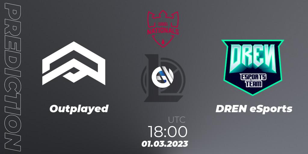 Outplayed vs DREN eSports: Betting TIp, Match Prediction. 01.03.2023 at 18:00. LoL, PG Nationals Spring 2023 - Group Stage