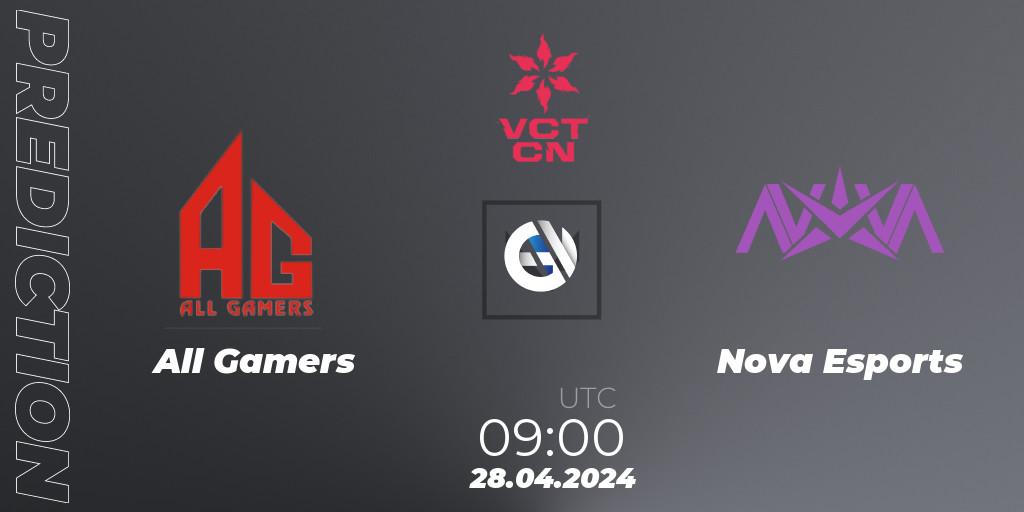 All Gamers vs Nova Esports: Betting TIp, Match Prediction. 28.04.2024 at 09:10. VALORANT, VALORANT Champions Tour China 2024: Stage 1 - Group Stage