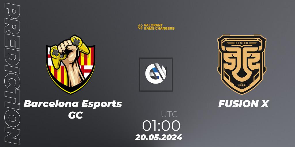 Barcelona Esports GC vs FUSION X: Betting TIp, Match Prediction. 20.05.2024 at 01:00. VALORANT, VCT 2024: Game Changers LAN - Opening