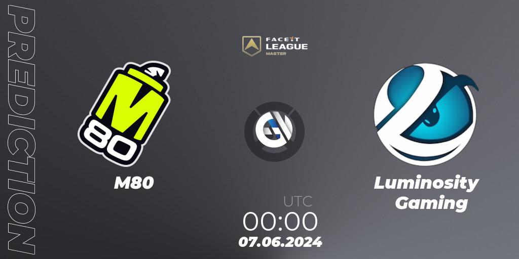M80 vs Luminosity Gaming: Betting TIp, Match Prediction. 07.06.2024 at 00:00. Overwatch, FACEIT League Season 1 - NA Master Road to EWC