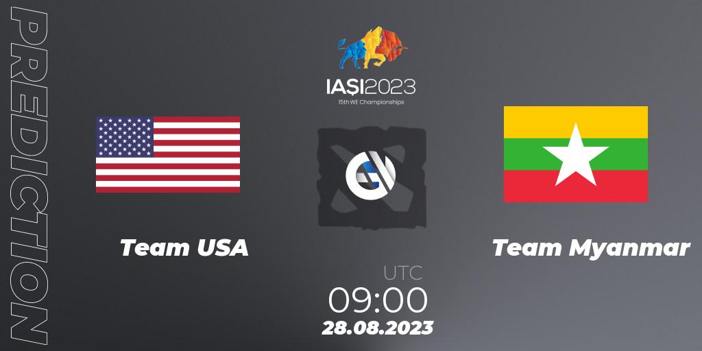 Team USA vs Team Myanmar: Betting TIp, Match Prediction. 28.08.23. Dota 2, IESF World Championship 2023
