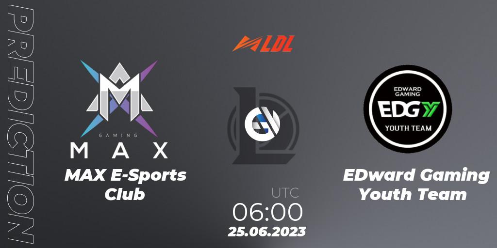 MAX E-Sports Club vs EDward Gaming Youth Team: Betting TIp, Match Prediction. 25.06.2023 at 06:00. LoL, LDL 2023 - Regular Season - Stage 3