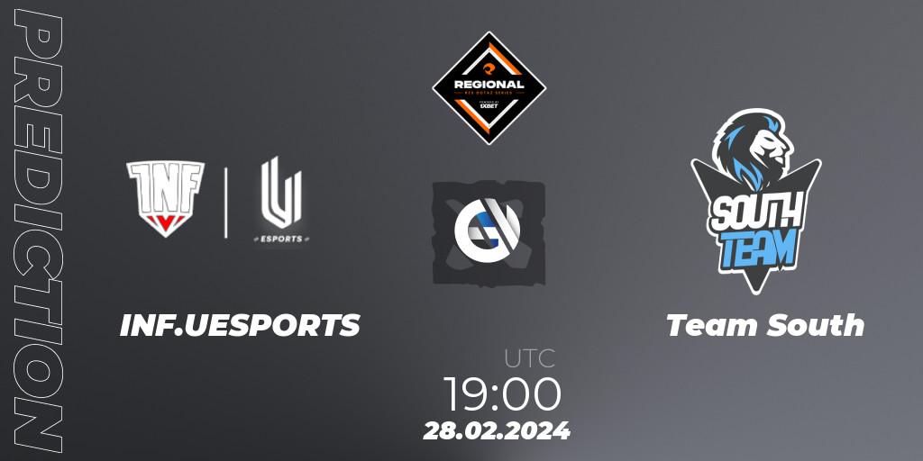 INF.UESPORTS vs Team South: Betting TIp, Match Prediction. 28.02.2024 at 19:00. Dota 2, RES Regional Series: LATAM #1