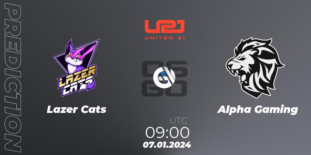 Lazer Cats vs Alpha Gaming: Betting TIp, Match Prediction. 07.01.2024 at 09:00. Counter-Strike (CS2), United21 Season 10