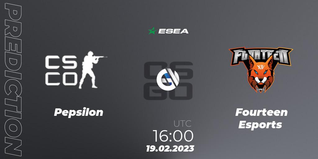Pepsilon vs Fourteen Esports: Betting TIp, Match Prediction. 01.03.2023 at 19:00. Counter-Strike (CS2), ESEA Season 44: Advanced Division - Europe