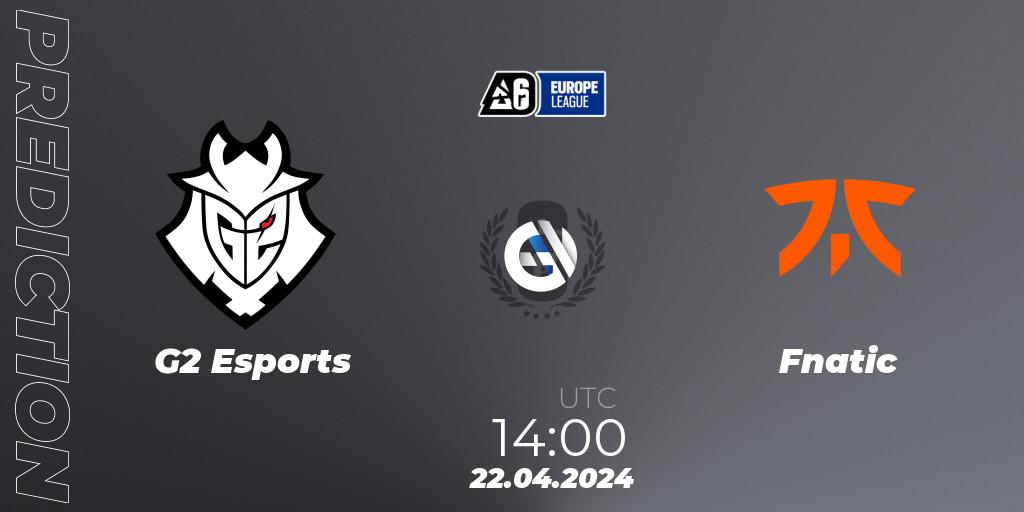 G2 Esports vs Fnatic: Betting TIp, Match Prediction. 22.04.2024 at 14:00. Rainbow Six, Europe League 2024 - Stage 1
