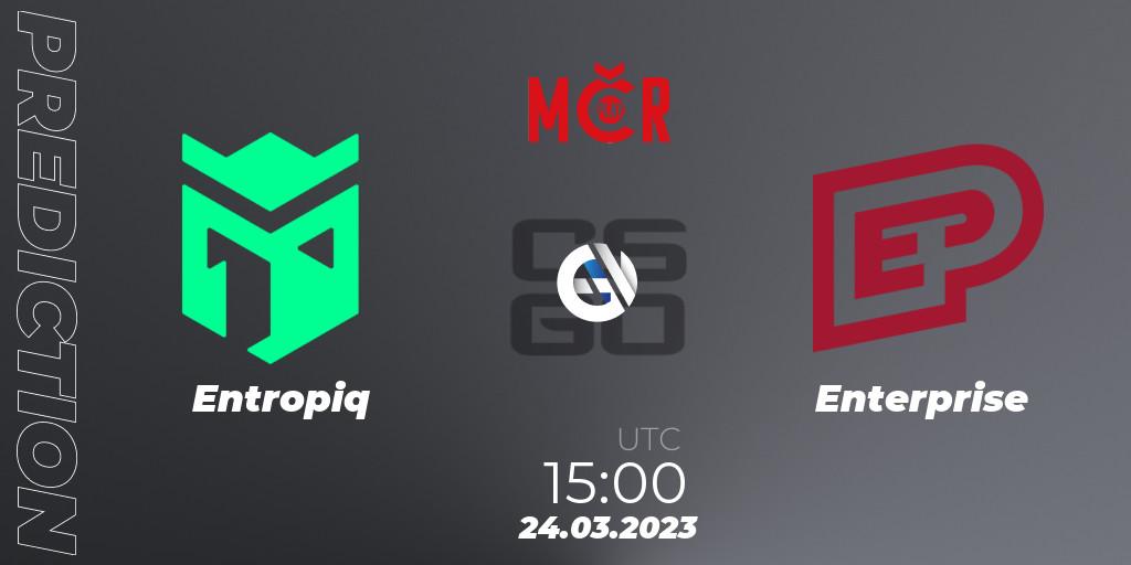 Entropiq vs Enterprise: Betting TIp, Match Prediction. 24.03.2023 at 15:00. Counter-Strike (CS2), Tipsport Cup Prague Spring 2023: Online Stage