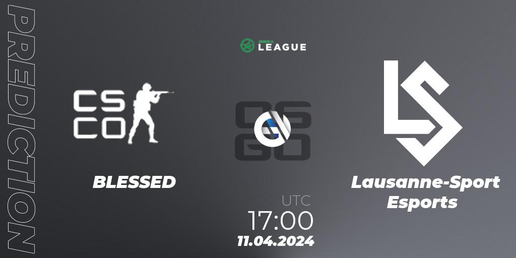 BLESSED vs Lausanne-Sport Esports: Betting TIp, Match Prediction. 11.04.2024 at 17:00. Counter-Strike (CS2), ESEA Season 49: Advanced Division - Europe