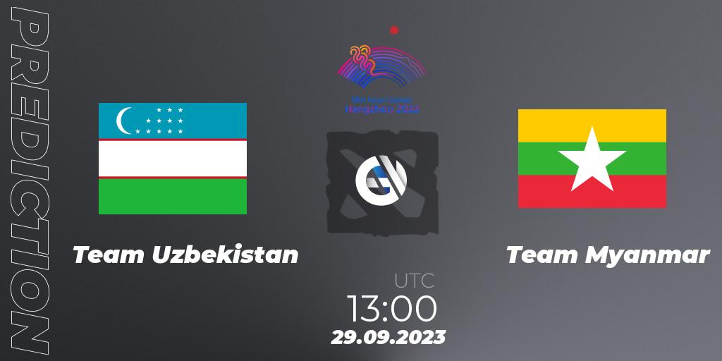 Team Uzbekistan vs Team Myanmar: Betting TIp, Match Prediction. 29.09.2023 at 13:00. Dota 2, 2022 Asian Games