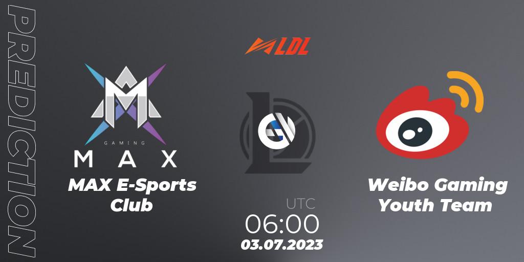 MAX E-Sports Club vs Weibo Gaming Youth Team: Betting TIp, Match Prediction. 03.07.23. LoL, LDL 2023 - Regular Season - Stage 3