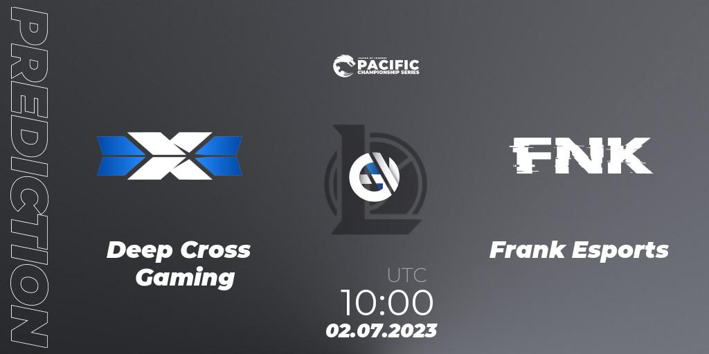 Deep Cross Gaming vs Frank Esports: Betting TIp, Match Prediction. 02.07.2023 at 10:00. LoL, PACIFIC Championship series Group Stage