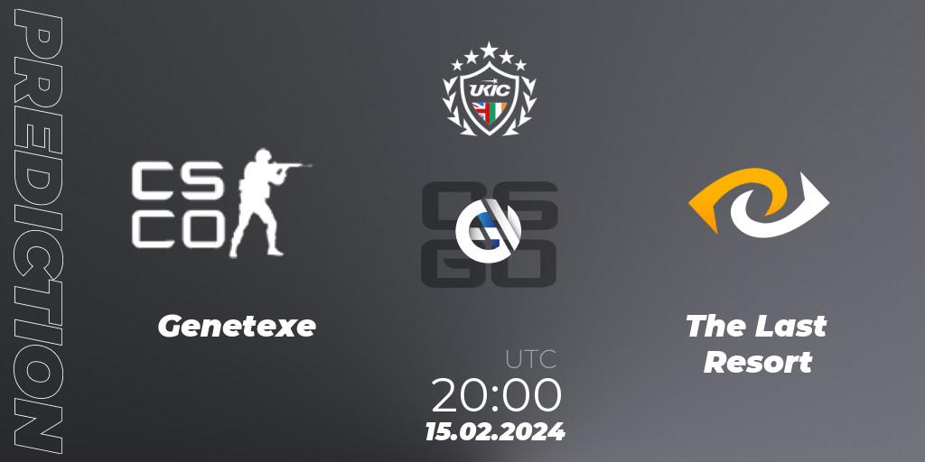 Genetexe vs The Last Resort: Betting TIp, Match Prediction. 15.02.2024 at 20:00. Counter-Strike (CS2), UKIC League Season 1: Division 1