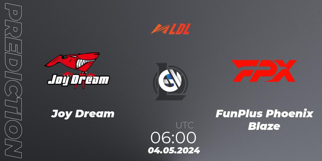 Joy Dream vs FunPlus Phoenix Blaze: Betting TIp, Match Prediction. 04.05.2024 at 06:00. LoL, LDL 2024 - Stage 2