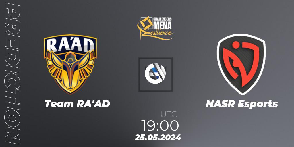 Team RA'AD vs NASR Esports: Betting TIp, Match Prediction. 25.05.2024 at 18:00. VALORANT, VALORANT Challengers 2024 MENA: Resilience Split 2 - Levant and North Africa