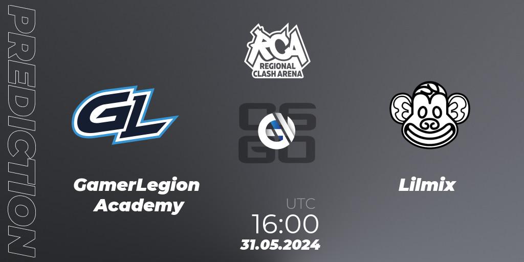 GamerLegion Academy vs Lilmix: Betting TIp, Match Prediction. 31.05.2024 at 16:00. Counter-Strike (CS2), Regional Clash Arena Europe: Closed Qualifier