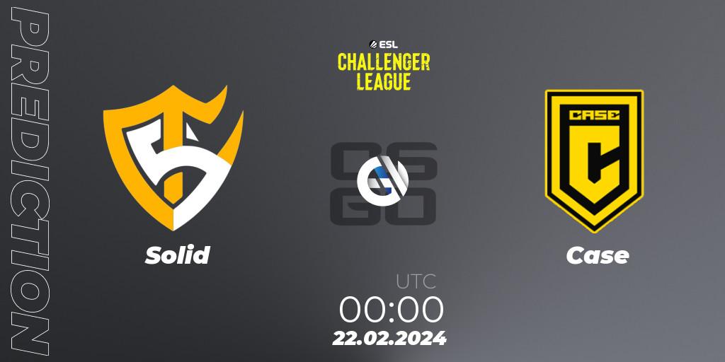 Solid vs Case: Betting TIp, Match Prediction. 22.02.2024 at 01:40. Counter-Strike (CS2), ESL Challenger League Season 47: South America