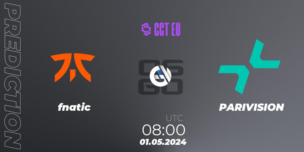 fnatic vs PARIVISION: Betting TIp, Match Prediction. 01.05.2024 at 08:00. Counter-Strike (CS2), CCT Season 2 Europe Series 1