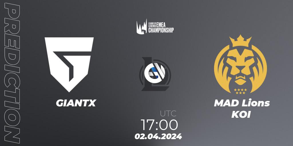 GIANTX vs MAD Lions KOI: Betting TIp, Match Prediction. 02.04.2024 at 17:00. LoL, LEC Spring 2024 - Playoffs