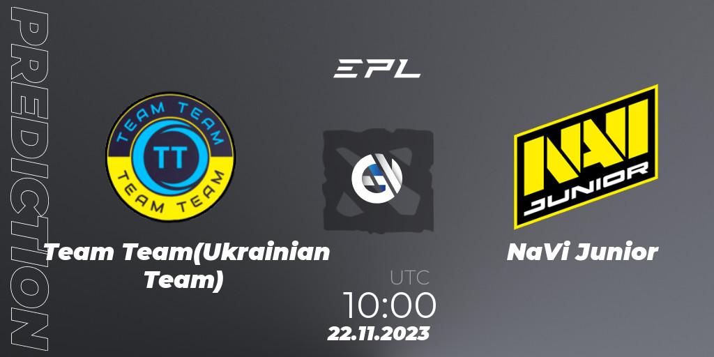 Team Team(Ukrainian Team) vs NaVi Junior: Betting TIp, Match Prediction. 22.11.23. Dota 2, European Pro League Season 14